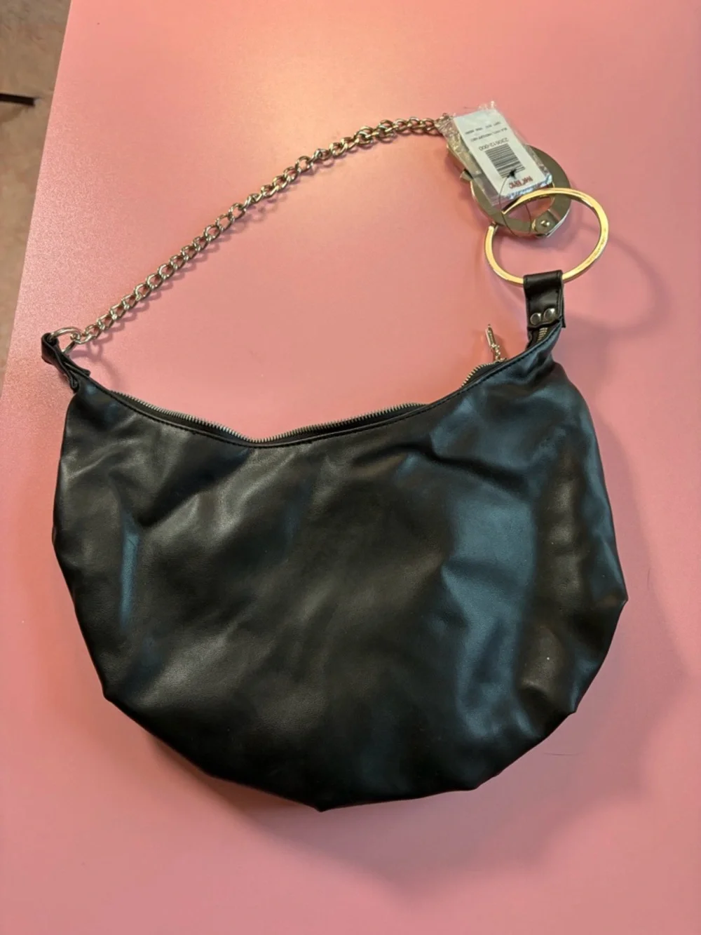 vintage y2k‎ Hot Topic black vinyl chain link handcuff hobo bag